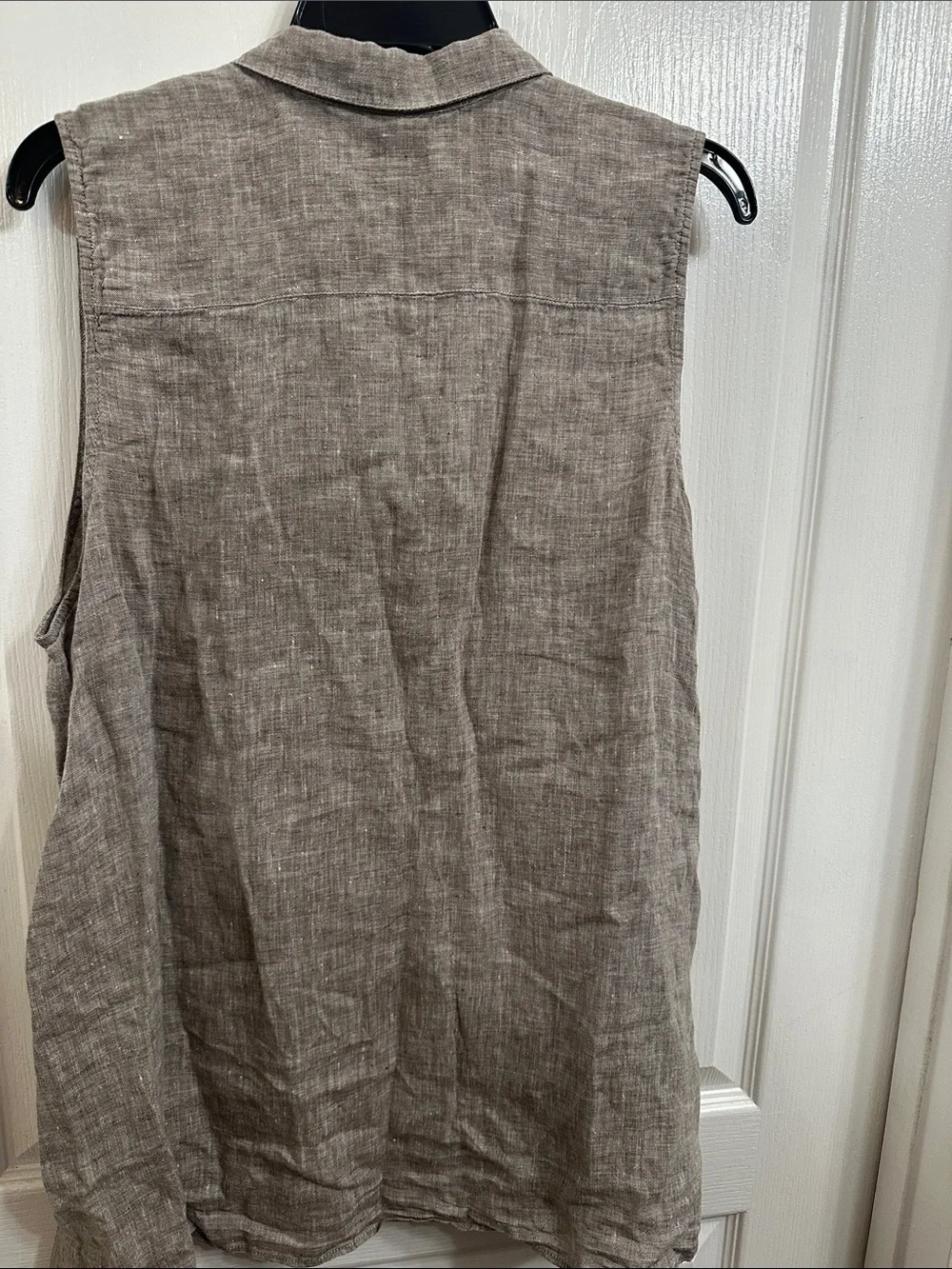 J. Jill Linen Sleeveless Button-Front Top in Taupe